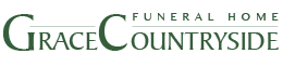 Logo for Grace Countryside Funeral Home with blue text on a white background.