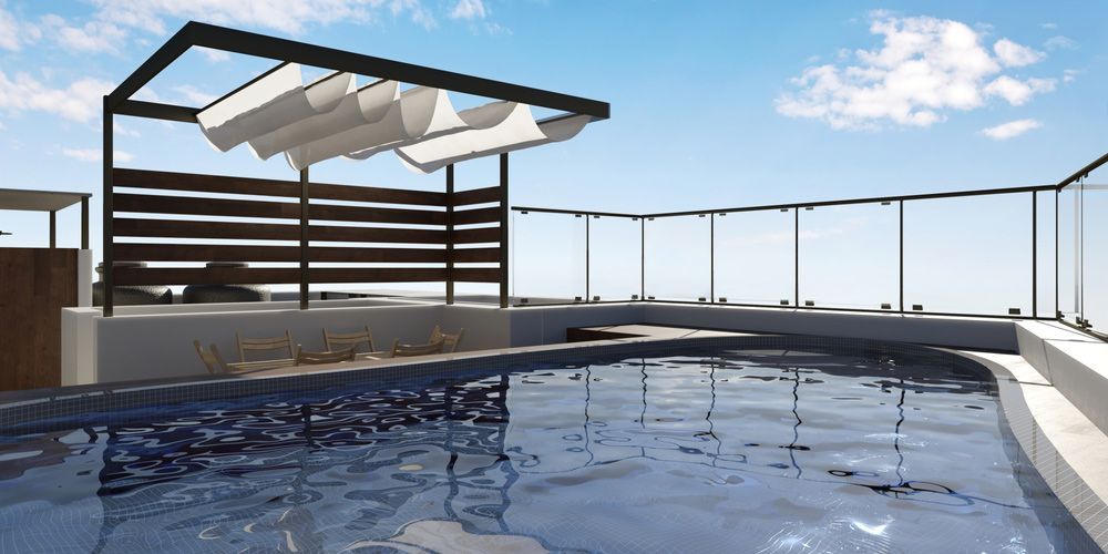 An artist 's impression of a swimming pool on a balcony — Mid Coast Glass Fencing In Wauchope, NSW