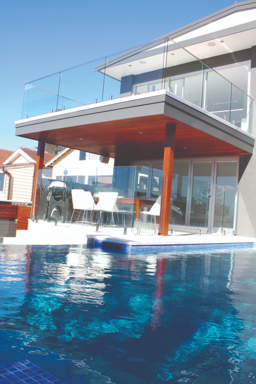 Modern House With Frameless Glass Fence — Mid Coast Glass Fencing In Old Bar, NSW