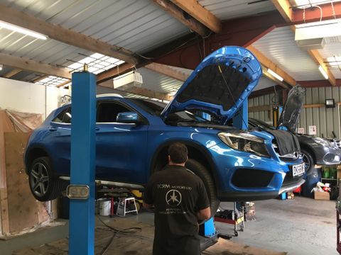 blue car repair