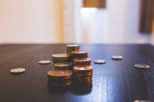 Stacks of coins on a table