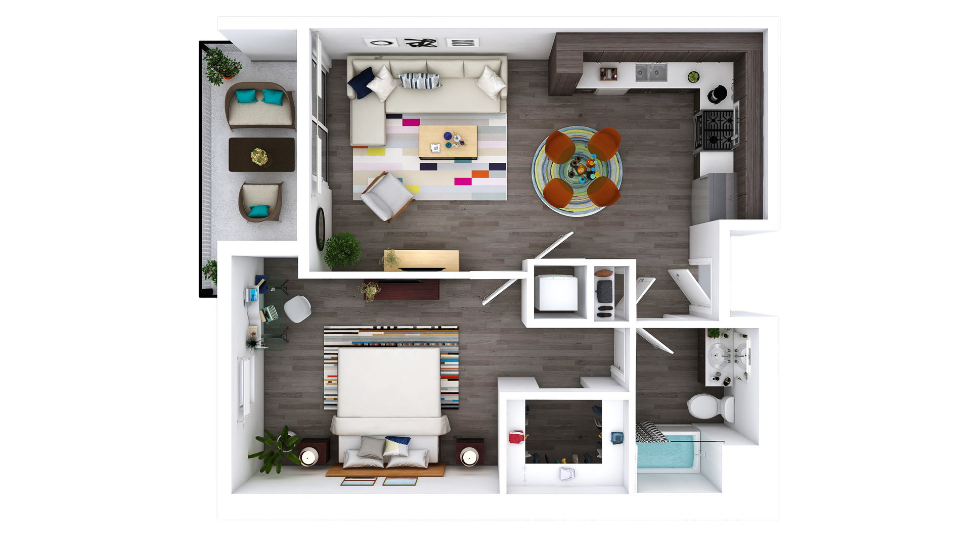 Floor Plan L-E: 1 Bed · 1 Bath