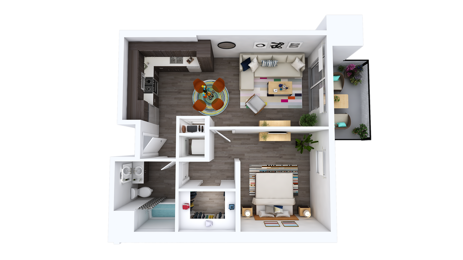 Floor Plan L-H: 1 Bed · 1 Bath