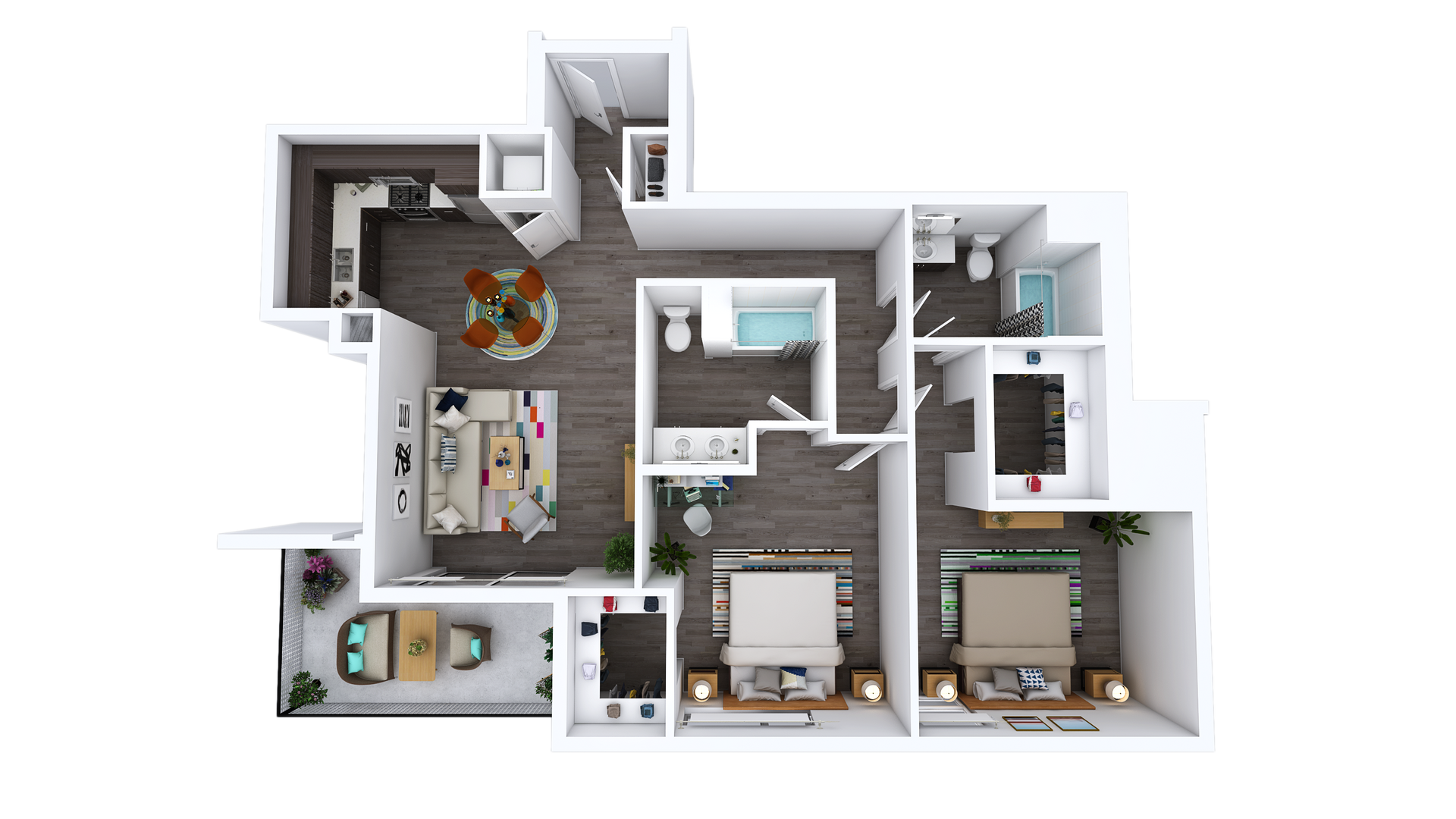 Floor Plan L-Y: 2 Bed · 2 Bath