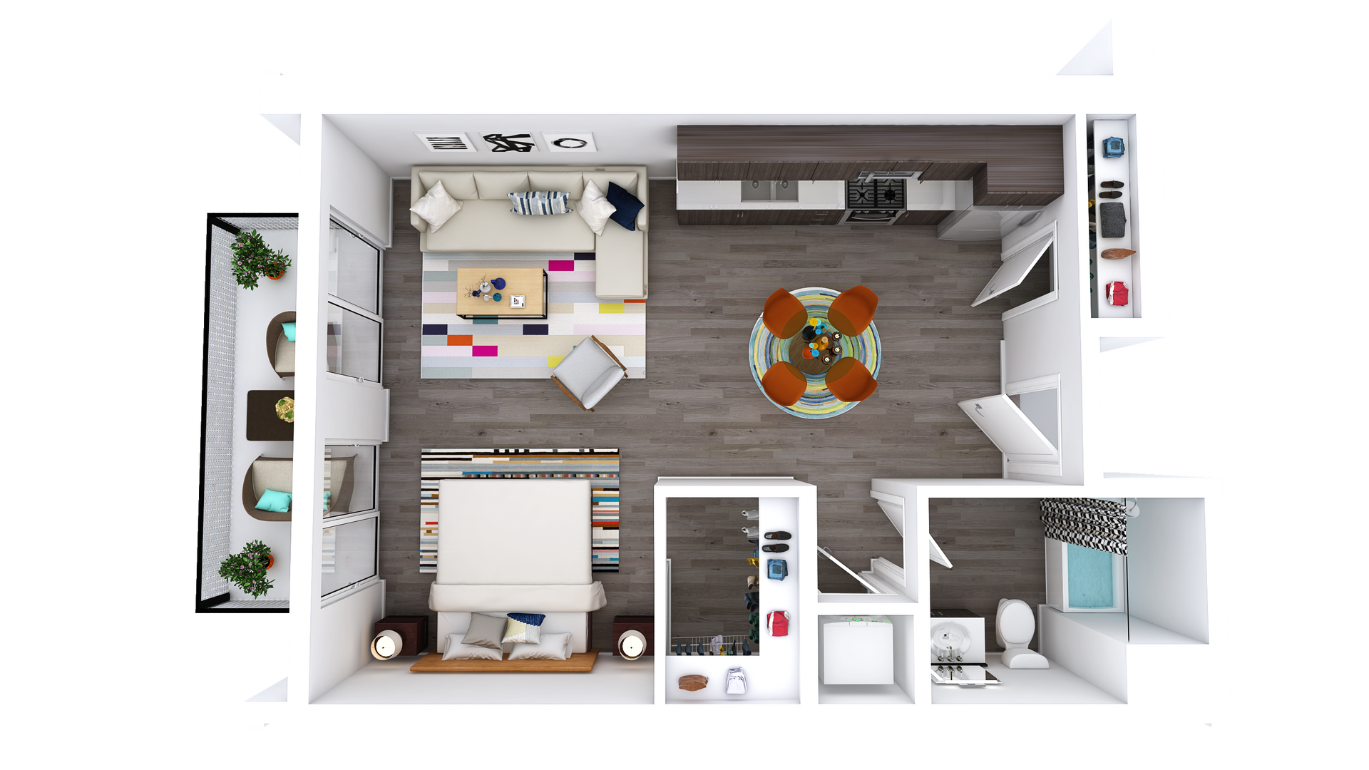Floor Plan L-ZP: Studio · 1 Bath