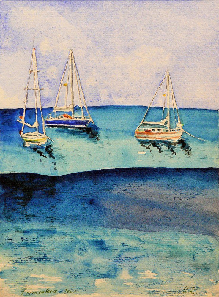 Segelboote - Aquarell © Manfred Köhler