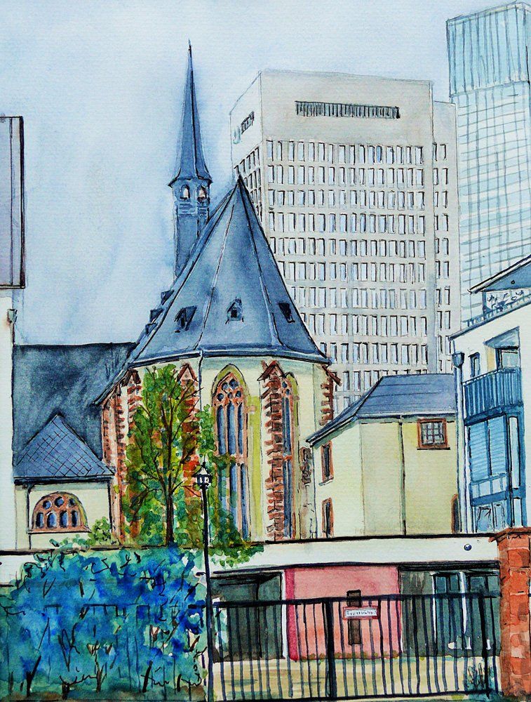 Frankfurt - Karmeliterkloster Aquarell Gemälde © Manfred Köhler