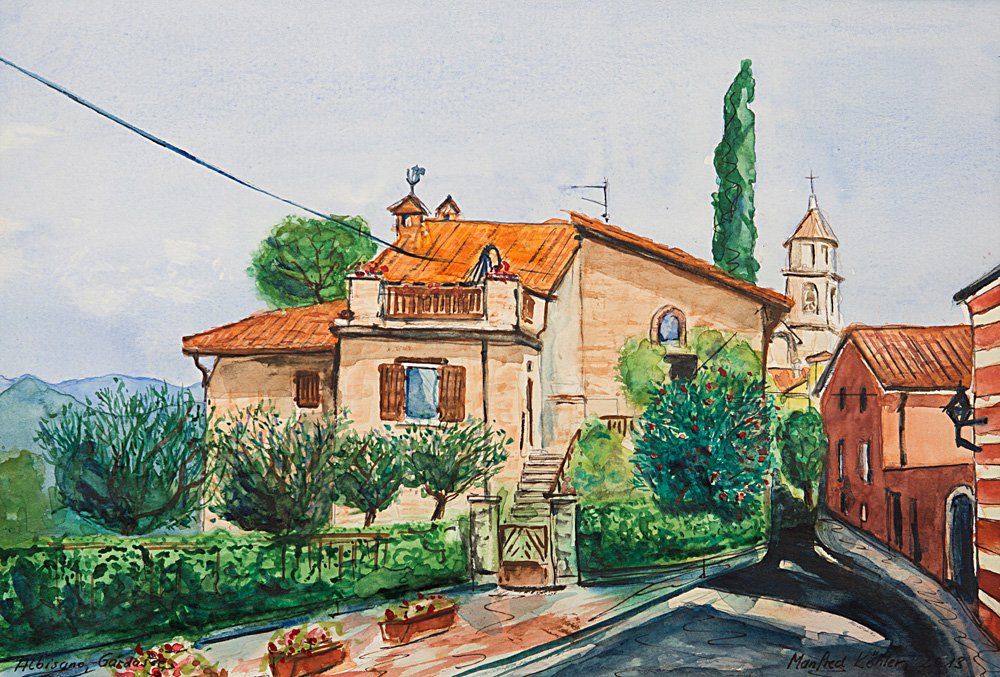 Gardasee - Albisano Aquarell © Manfred Köhler