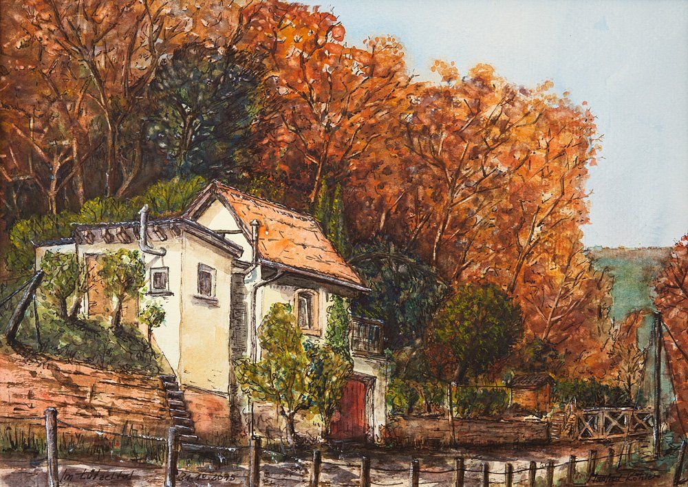 Großwallstadt Weinberg Lützeltal Aquarell © Manfred Köhler
