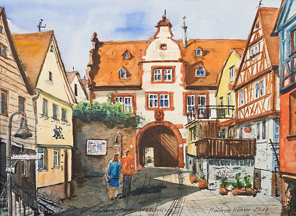 Klingenberg - Stadtschloss Aquarell © Manfred Köhler