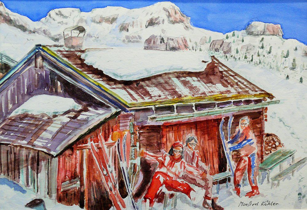 Skihütte Aquarell © Manfred Köhler