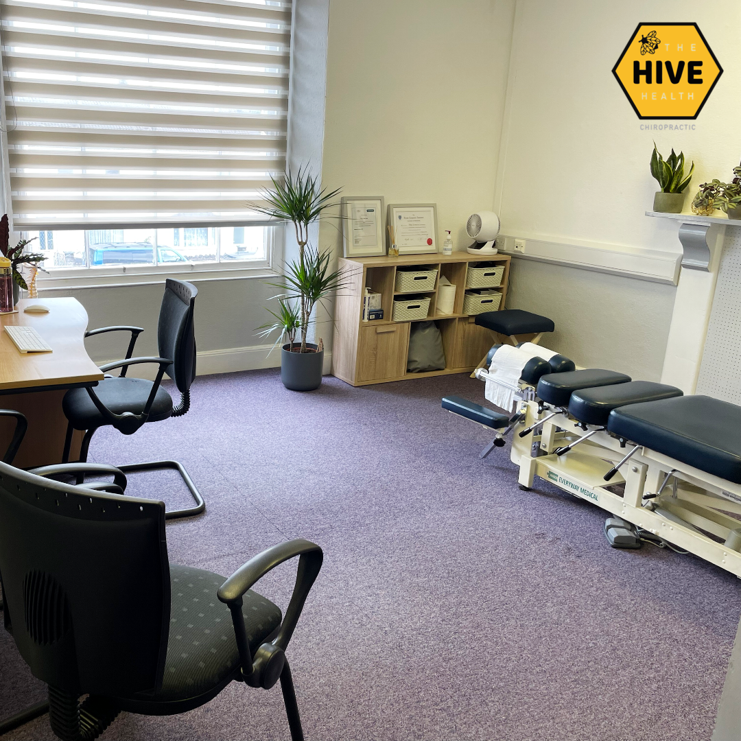 The chiropractic treatment room at The Hive Health in Neath