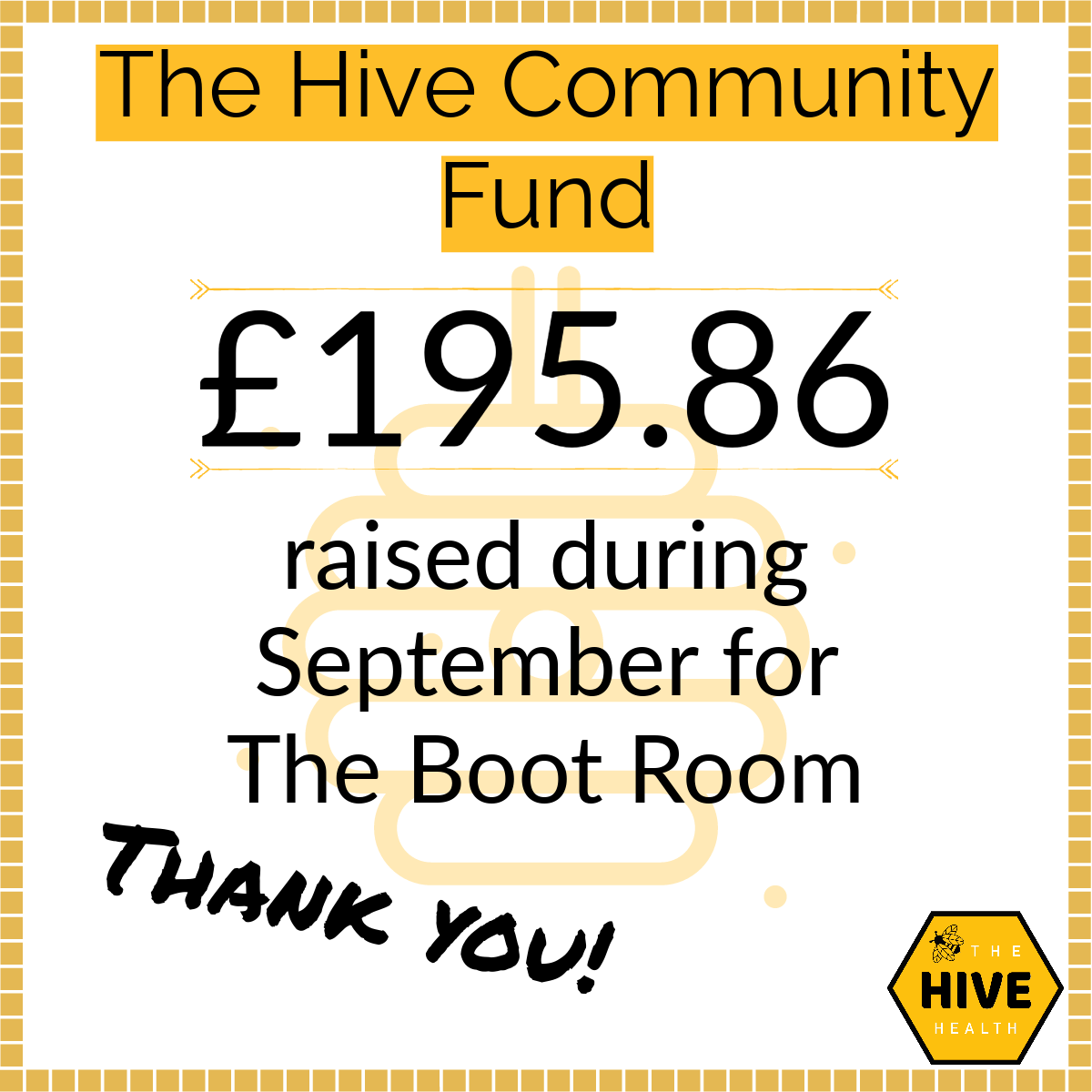 The Hive Health Community Fund - our chiropractors and osteopaths raised money for The Boot Room