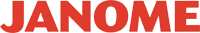 Logo JANOME in rosso.