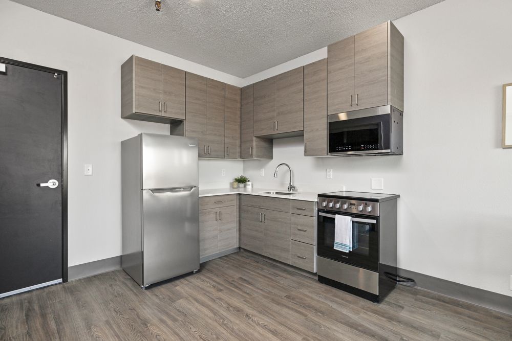 Photo of shasta place kitchen set against two joining walls