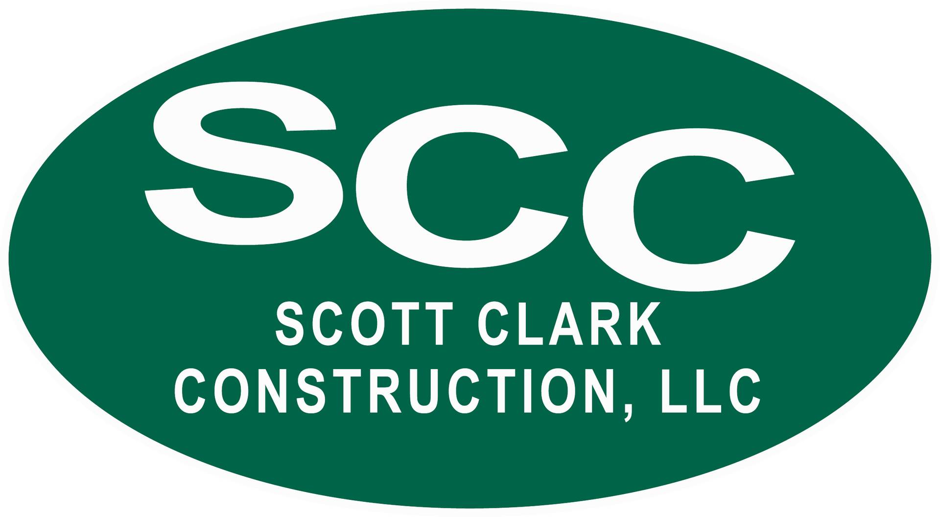 Green oval logo with white text: SCC, Scott Clark Construction, LLC.