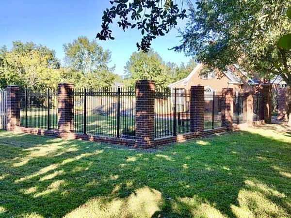 Brick Post with Metal Fence — Pascagoula, MS — Gulf Coast Fence Co.