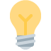Yellow lightbulb illuminated, representing an idea or solution.