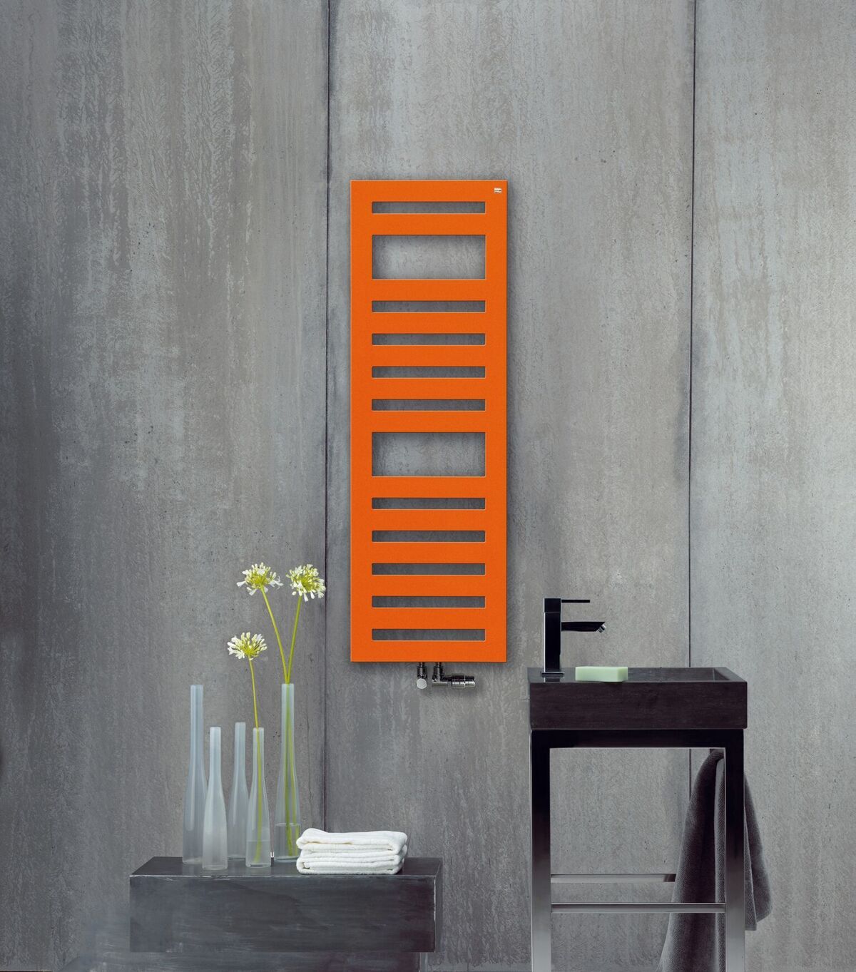 orange bathroom radiator