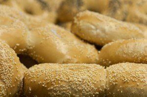 Detailed view of bagels in production — Bethesda, MD — Georgetown Bagelry