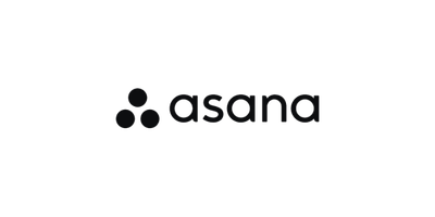 Asana logo consisting of three black dots arranged in a triangle to the left of the lowercase word "asana".