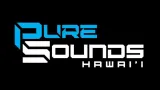 Logo for Pure Sounds Hawai'i, text in white and blue on black background.