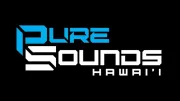 Logo for Pure Sounds Hawai'i, text in white and blue on black background.