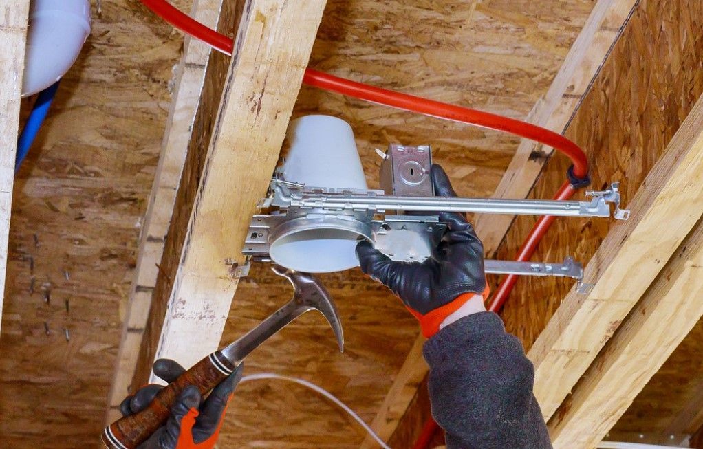 Derbyshire Electrical Specialists installing commercial lighting at a new property in Derby