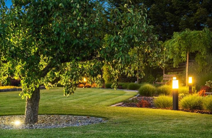 Derbyshire Electrical Specialists switching on installed garden lights in Derby