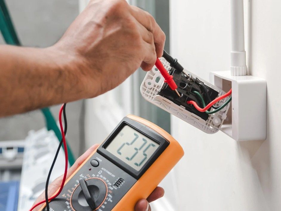 Derbyshire Electrical Specialists inspecting a double socket in a rented property in Derby