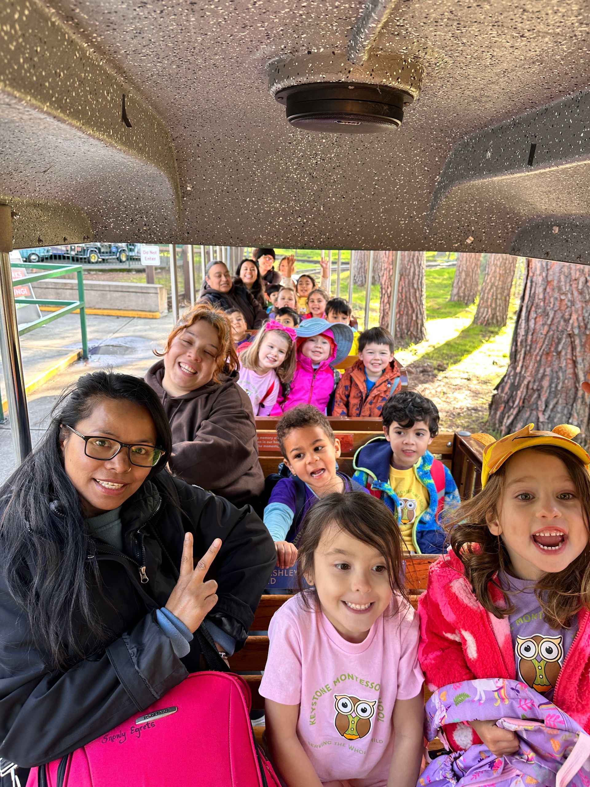 A group of Montessori child and Montessori guides at the Oakland Zoo