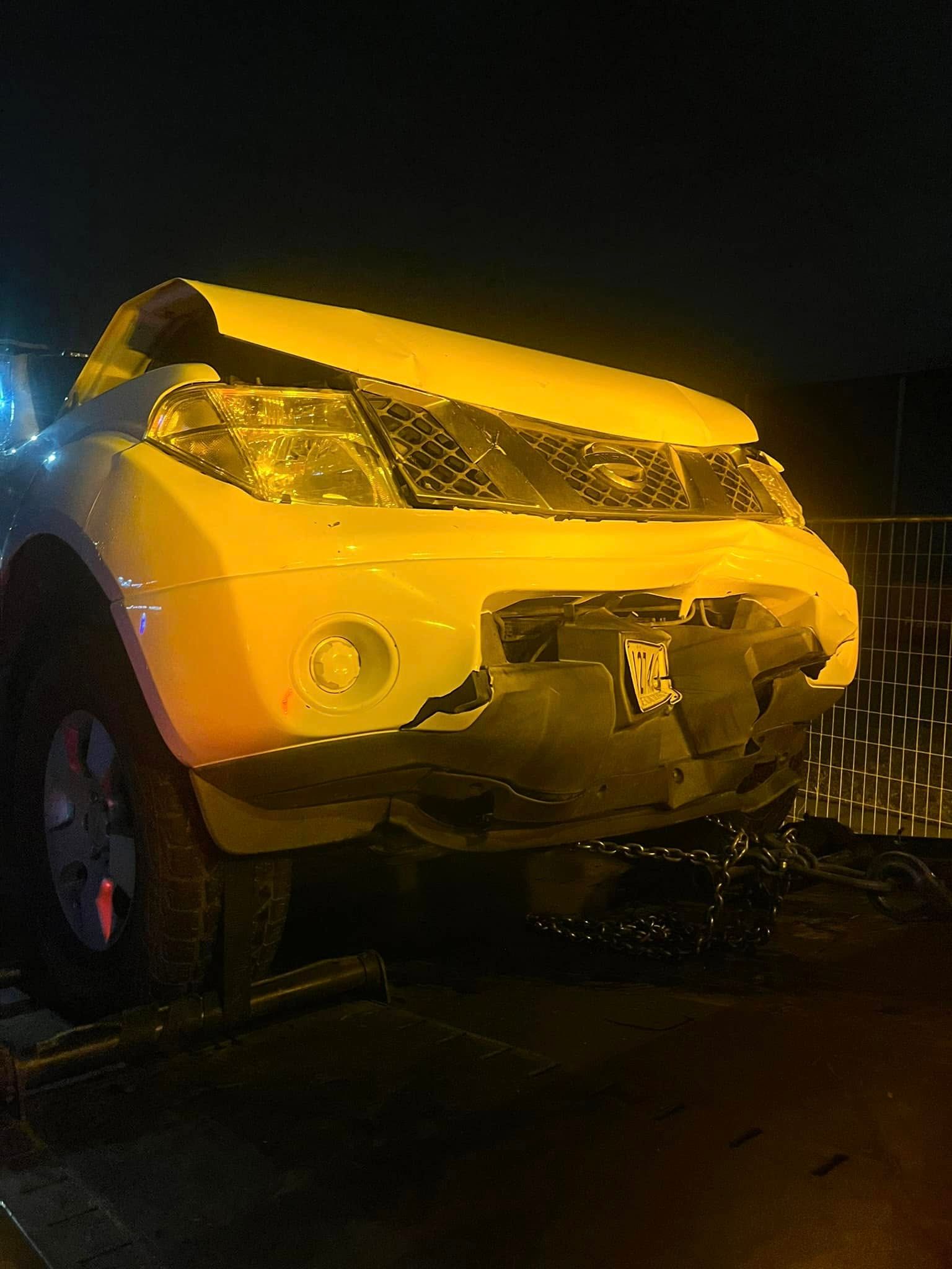 Yellow SUV Badly Damaged at Night — A B & Forge Towing In Burpengary, QLD