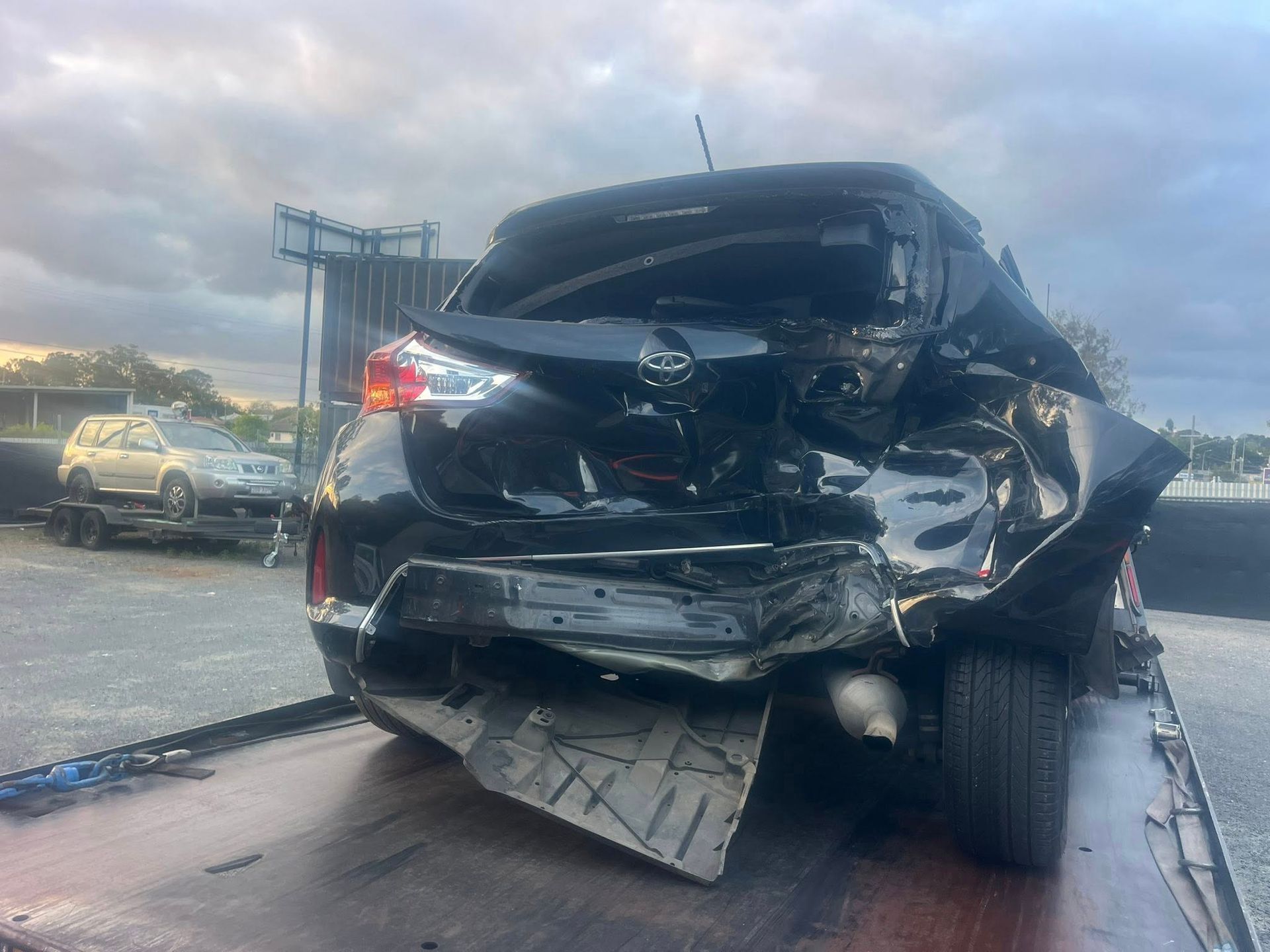 Severely Damaged Black SUV — A B & Forge Towing In Bribie Island, QLD