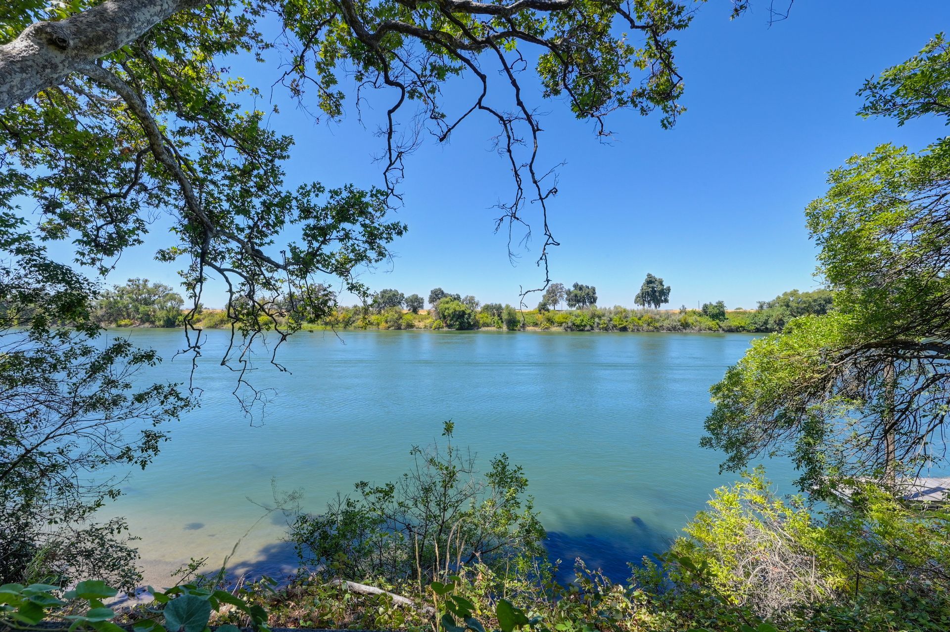 A large body of water surrounded by trees on a sunny day. Find your dream home with East Sacramento real estate.