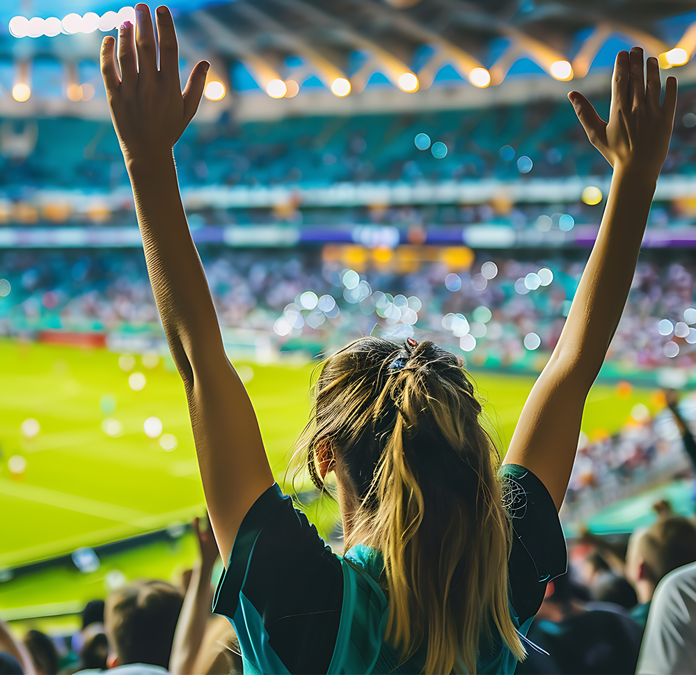 Girl franc ally supporting her socce team at stadium