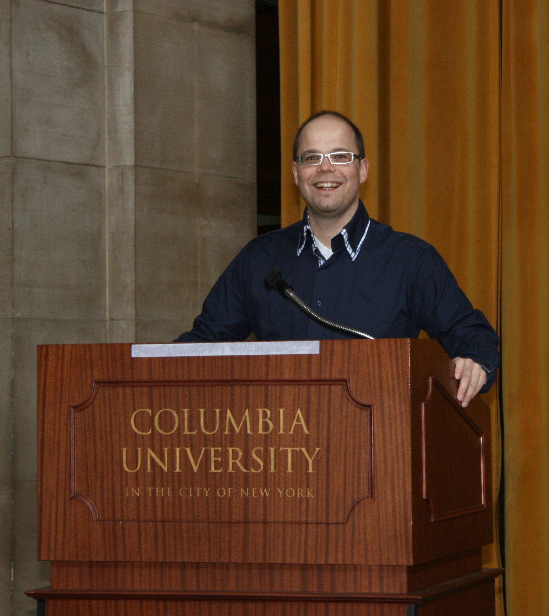 Picture of Jol Stoffers lecturing at Columbia University