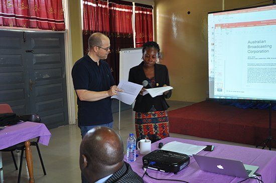 picture of Jol in Ghana discussing training
