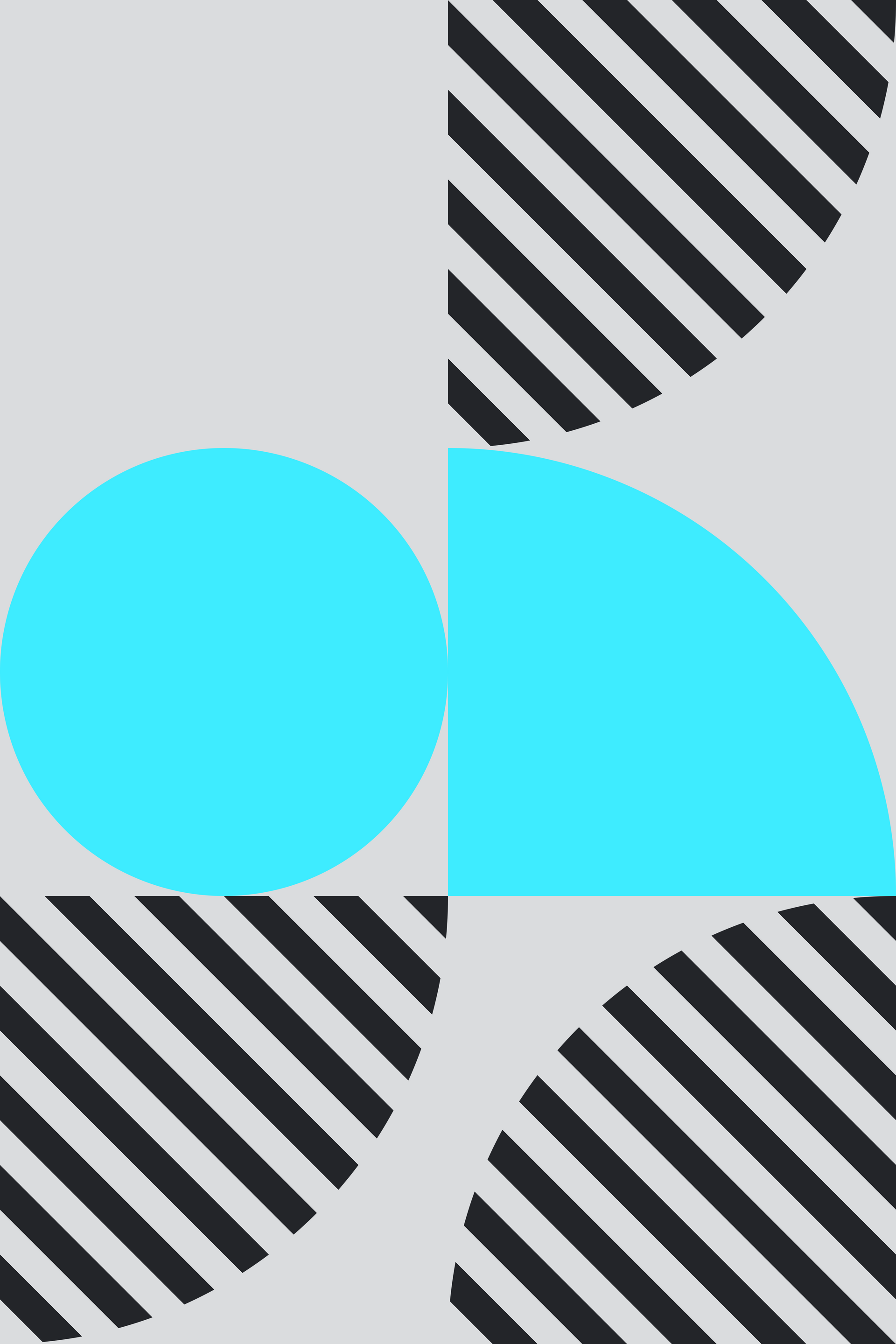 A black and white striped background with a blue circle in the middle.