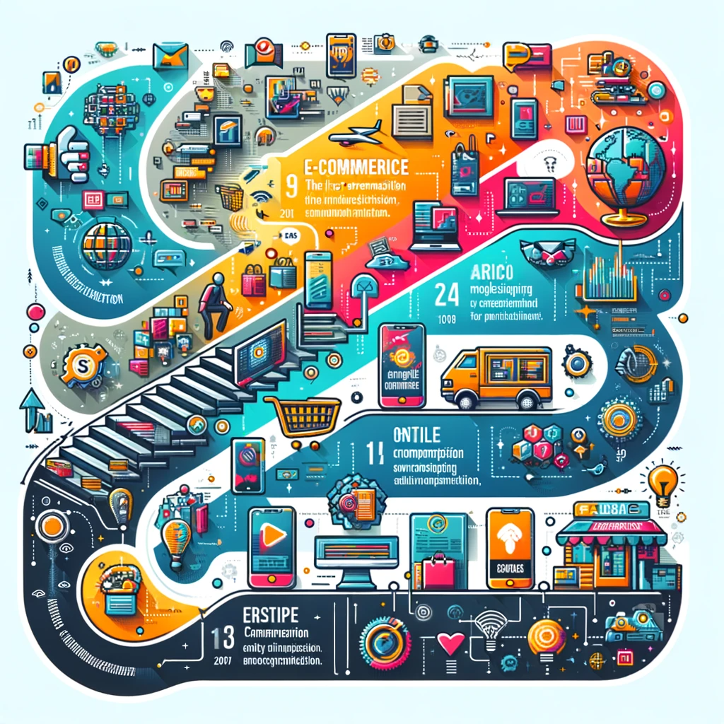 a colorful illustration of a journey through e-commerce .