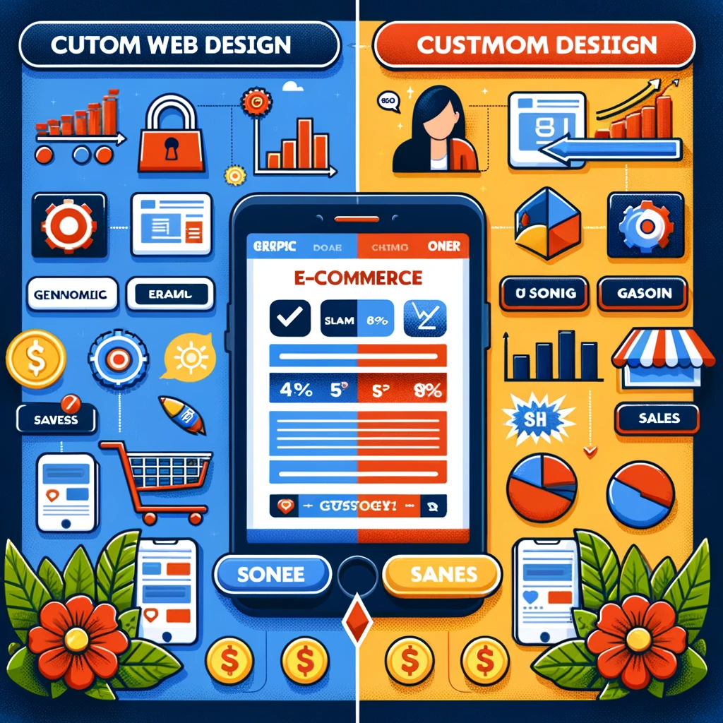 a pixel art illustration of a custom web design and a custom design .