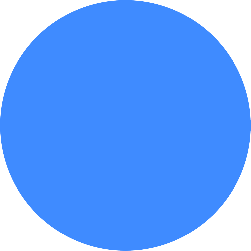 A blue circle is on a white background