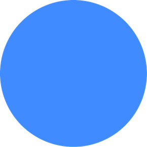 A blue circle is on a white background