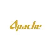 the logo for apache is gold on a white background .