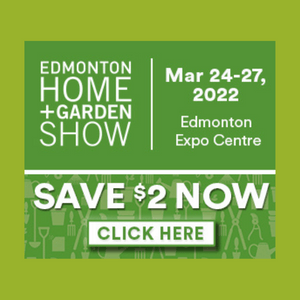 A green sign for the edmonton home and garden show