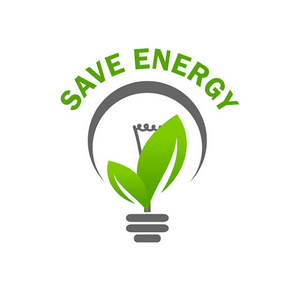A light bulb with green leaves inside of it and the words `` save energy ''.