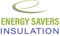 The logo for energy savers insulation is green and blue.