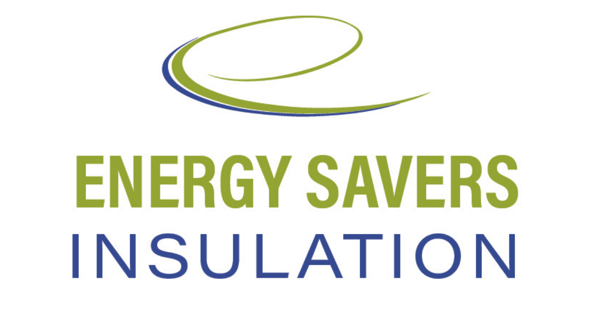 The logo for energy savers insulation is green and blue.