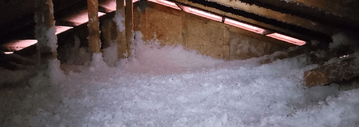 There is a lot of white foam in the attic.