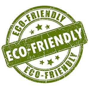 A green stamp that says eco-friendly on it