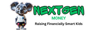Logo with a smiling cartoon koala and the text “NEXTGEN MONEY” and “Raising Financially Smart Kids”